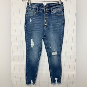 KanCan Dark Blue Button-Up Skinny Jeans